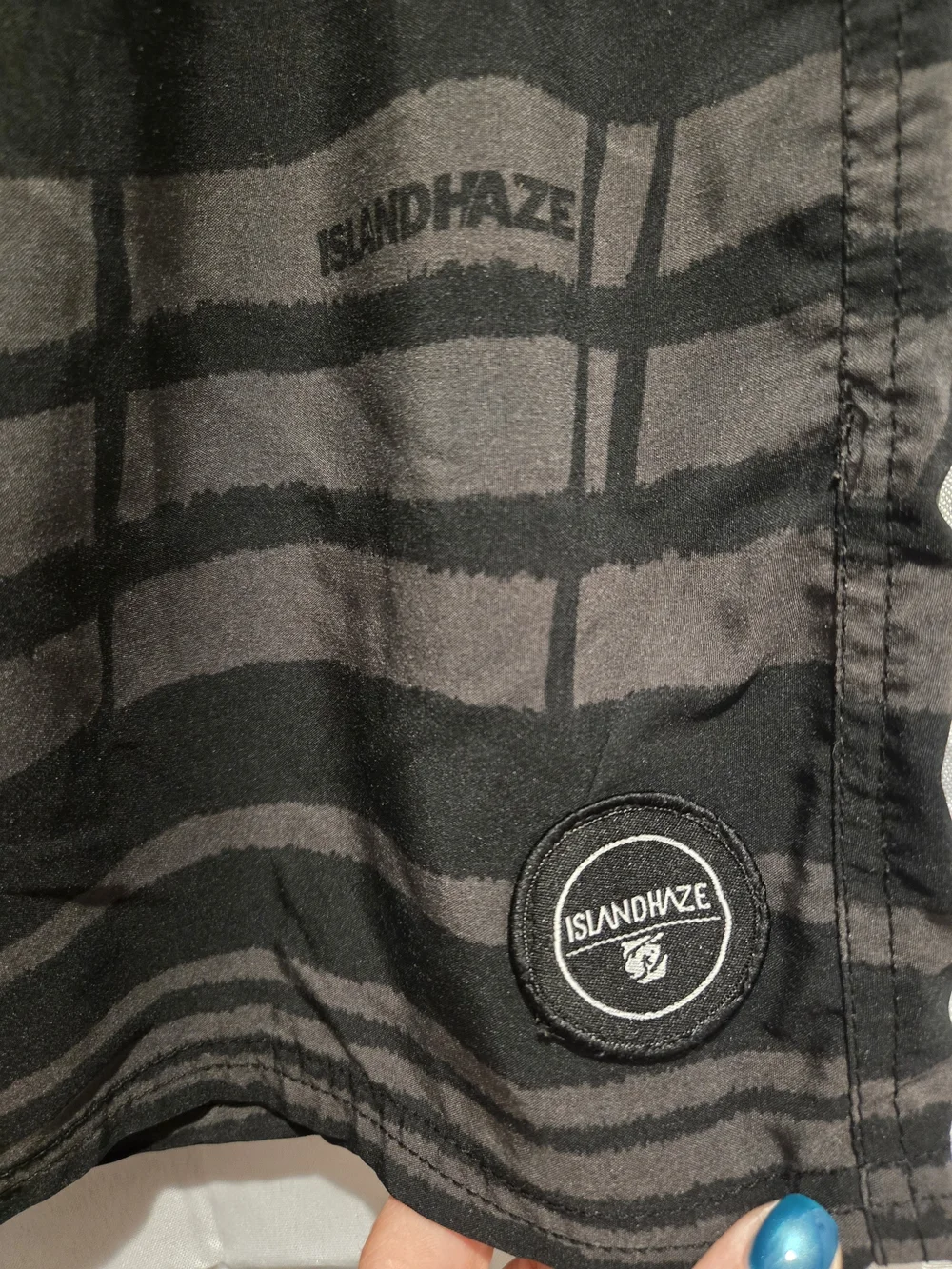Islandhaze Black & White Palm-Print Board Shorts